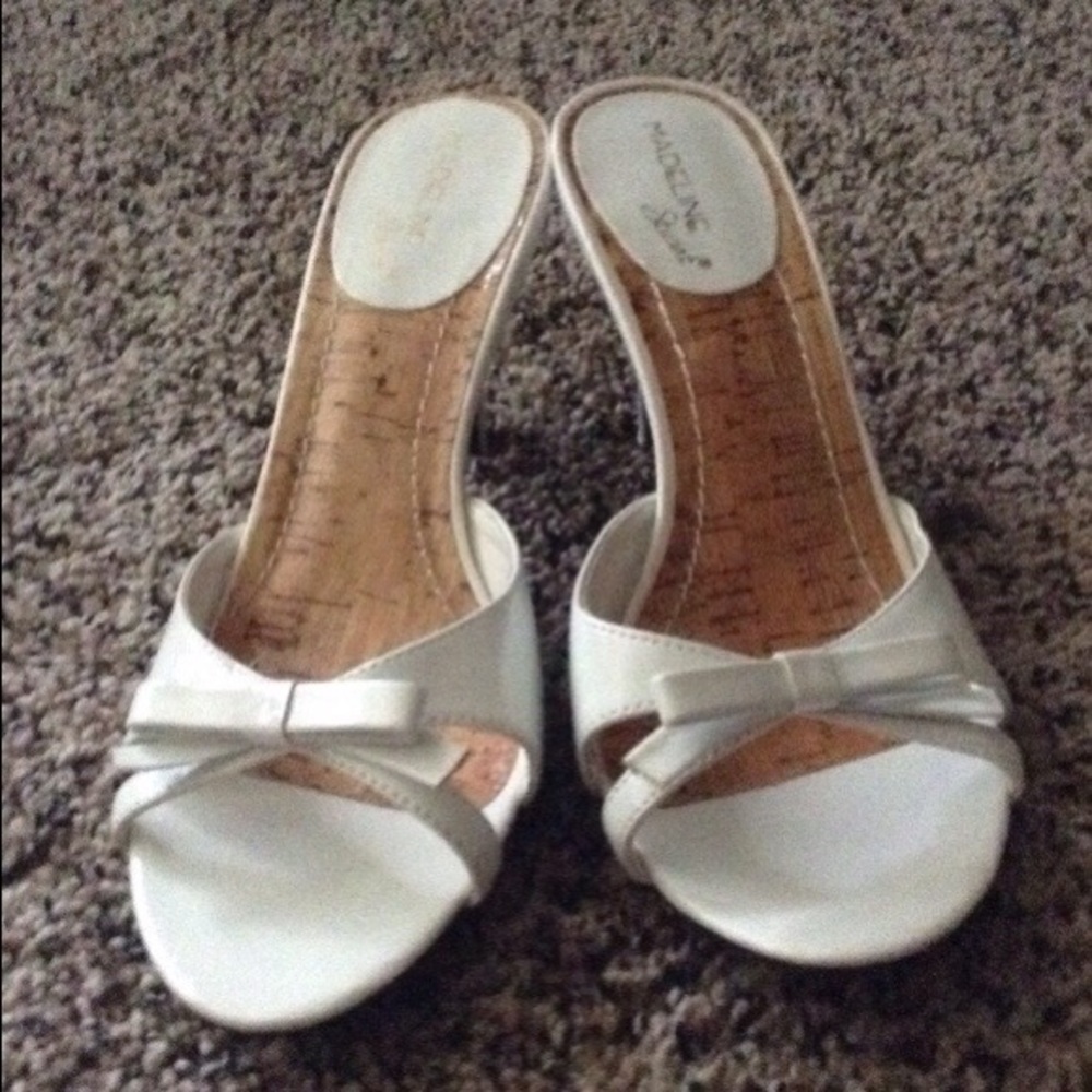 White slip-on heels